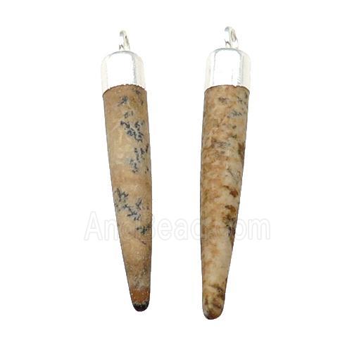 Picture Jasper Bullet Pendant Silver Plated