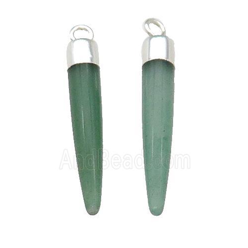 Green Aventurine Bullet Pendant Silver Plated