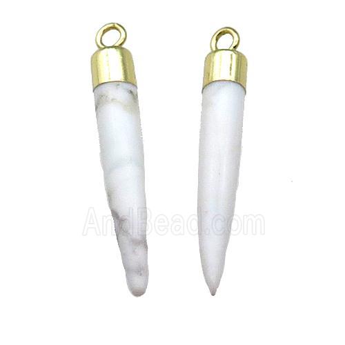 White Howlite Turquoise Bullet Pendant Gold Plated