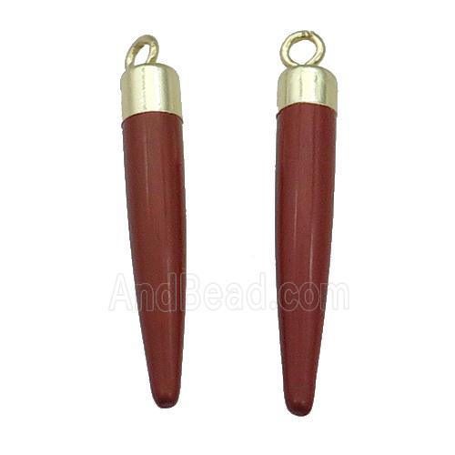 Red Jasper Bullet Pendant Gold Plated