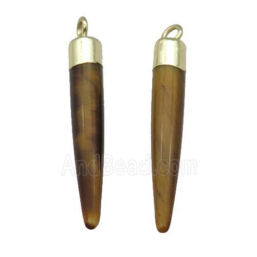Tiger Eye Stone Bullet Pendant Gold Plated