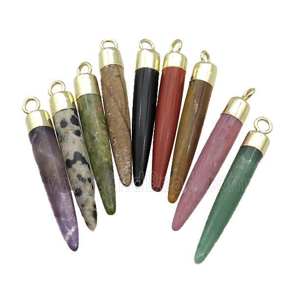 Mix Gemstone Bullet Pendant Gold Plated