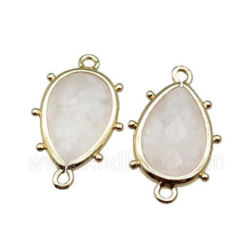 Clear Quartz Connector Faceted Teardrop Gold Plated