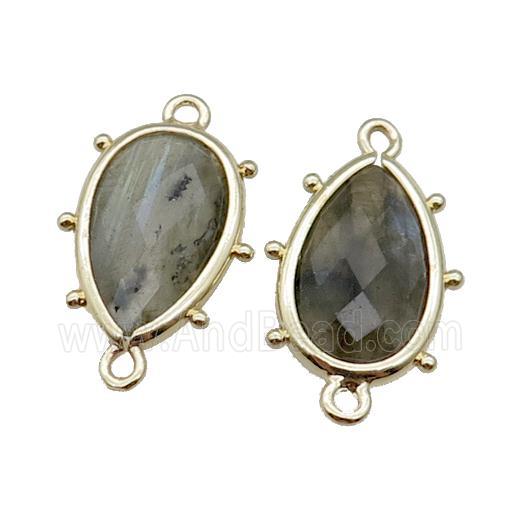 Labradorite Connector Faceted Teardrop Gold Plated