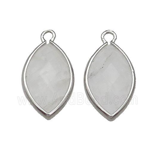 Clear Quartz Eye Pendant Faceted Platinum Plated