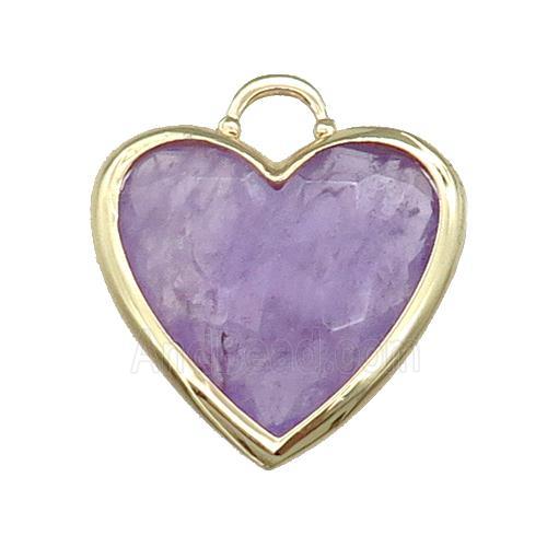 Purple Amethyst Heart Pendant Faceted Gold Plated