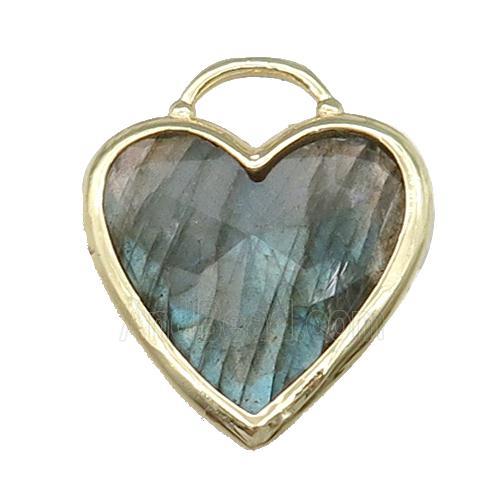 Labradorite Heart Pendant Faceted Gold Plated