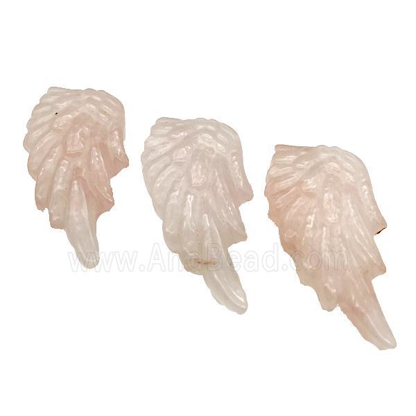 Pink Rose Quartz Angel Wing Pendant