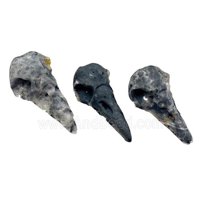 Natural Agate Crow Head Mouth Charm Pendant