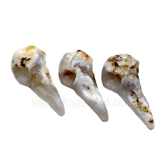 Natural Agate Crow Head Mouth Charm Pendant