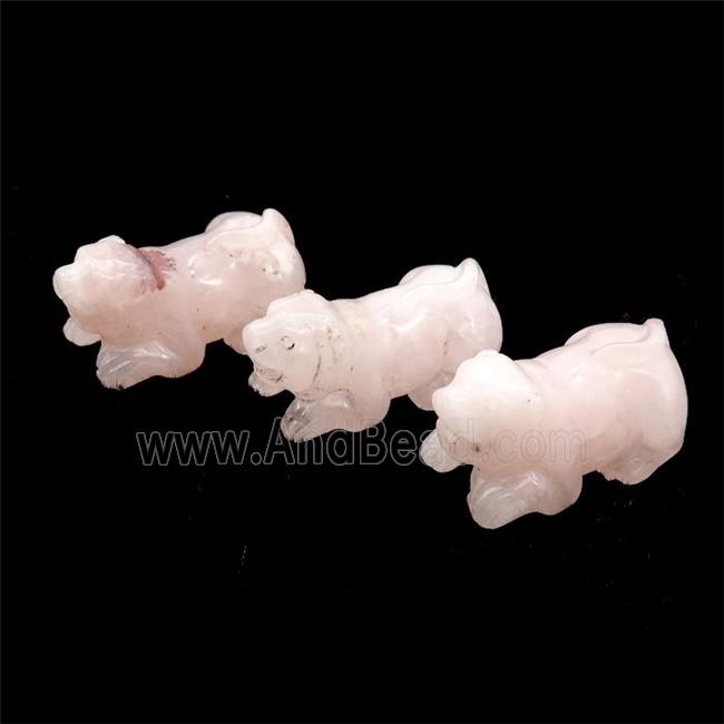 Pink Rose Quartz Dog No Hole