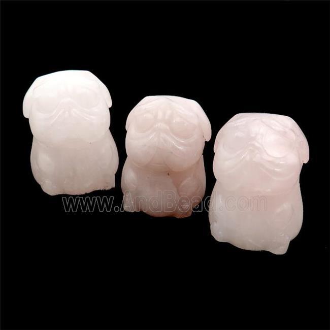 Pink Rose Quartz Sharpei Dog No Hole