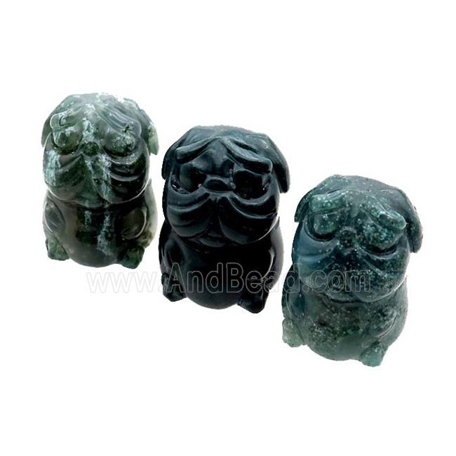 Moss Agate Sharpei Dog No Hole