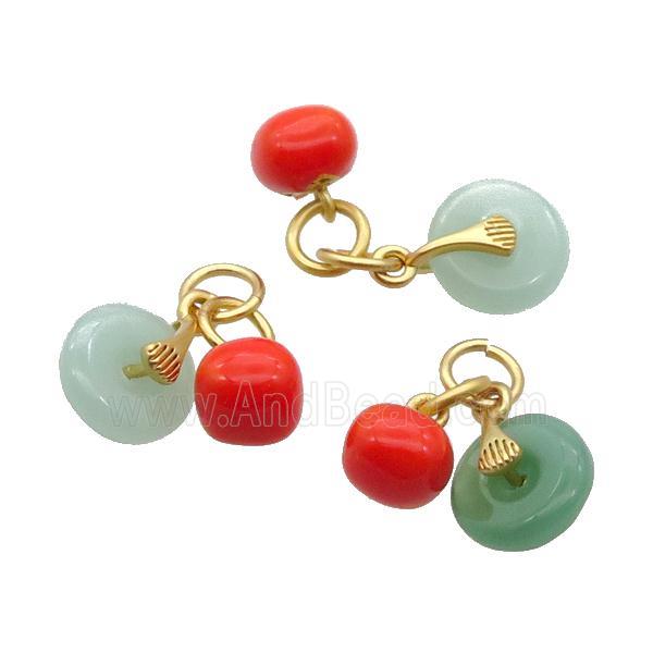 Green Jade Pendant Gold Plated Dye