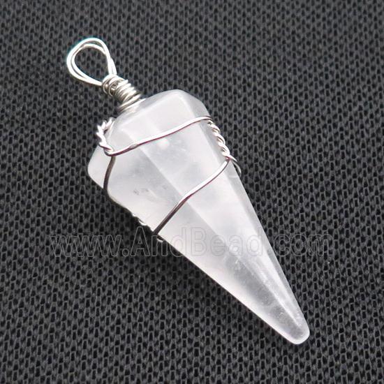 Clear Quartz Pendulum Pendant Wire Wrapped
