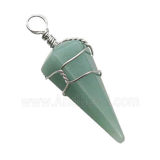 Green Aventurine Pendulum Pendant Wire Wrapped