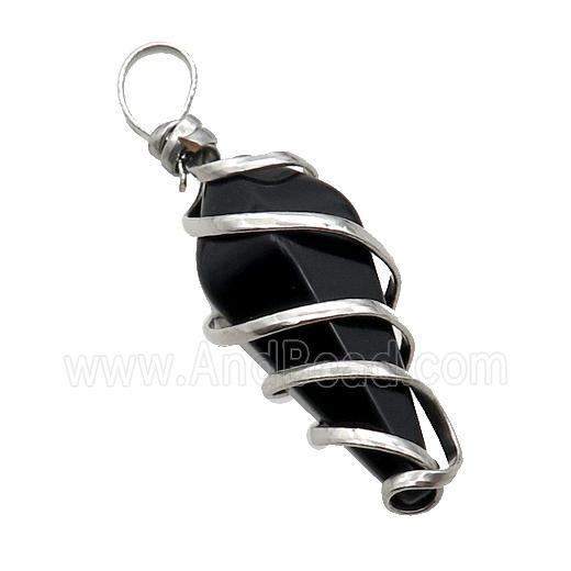 Black Onyx Pendulum Pendant Wire Wrapped