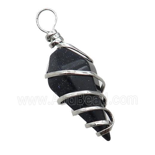 Blue Sandstone Pendulum Pendant Wire Wrapped