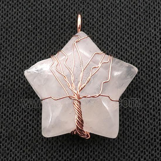 Clear Quartz Star Pendant Tree Wire Wrapped