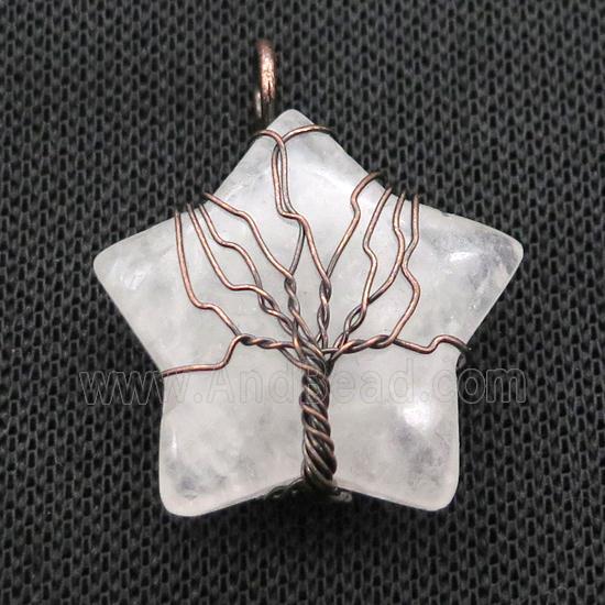 Clear Quartz Star Pendant Tree Wire Wrapped