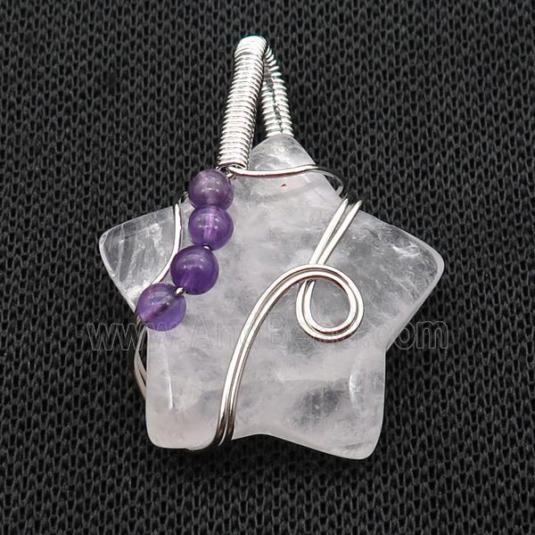 Clear Quartz Star Pendant Wire Wrapped