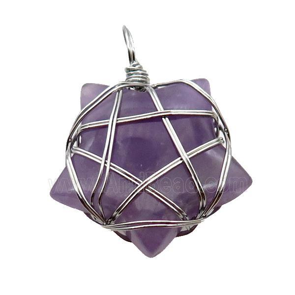 Purple Amethyst Star Pendant Wire Wrapped