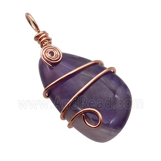Purple Amethyst Teardrop Pendant Wire Wrapped