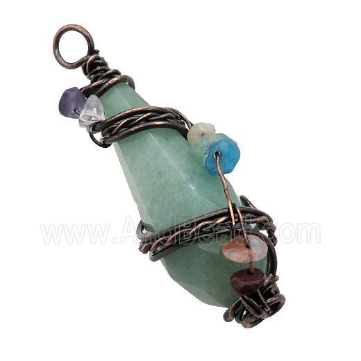 Green Aventurine Teardrop Pendant Wire Wrapped