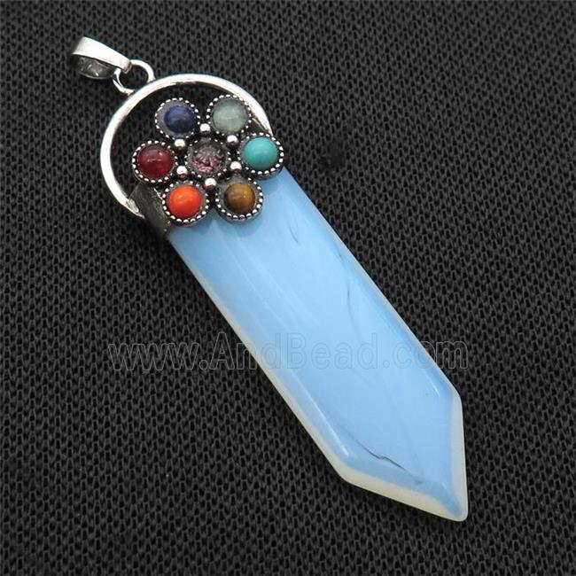 White Opalite Arrowhead Pendant Chakra Antique Silver