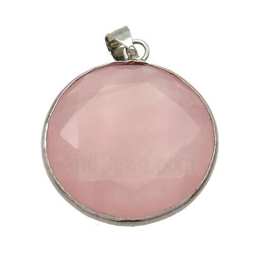 Pink Rose Quartz Button Pendant