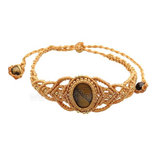 Tiger Eye Stone Macrame Bracelet Adjustable