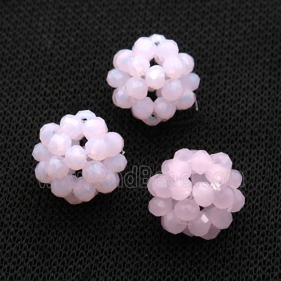 Pink Crystal Glass Ball Cluster Beads