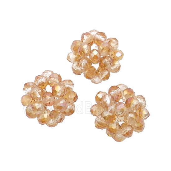 Gold Champagne Crystal Glass Ball Cluster Beads
