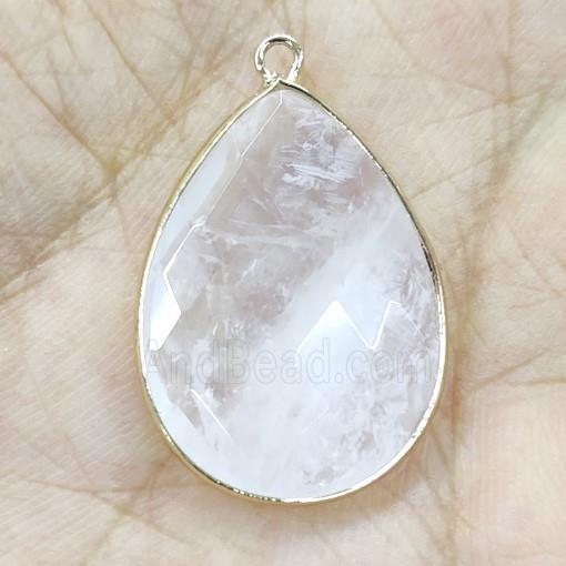 Clear Quartz Pendant Faceted Teardrop