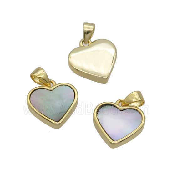Gray Abalone Shell Heart Pendant Gold Plated