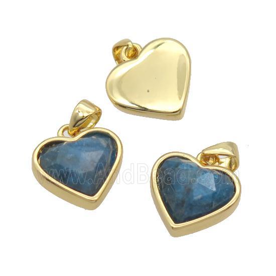 Blue Apatite Heart Pendant Gold Plated