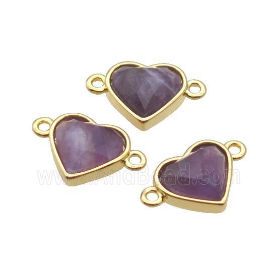 Amethyst Heart Connector Gold Plated