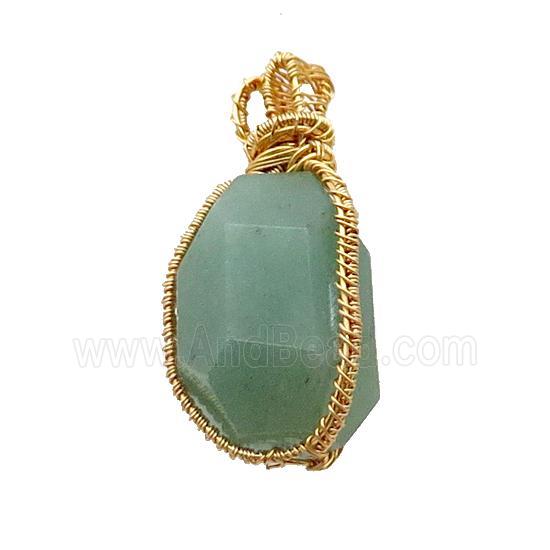 Green Aventurine Pendant Freeform Wire Wrapped