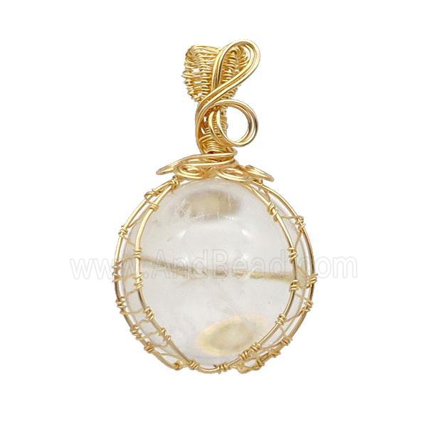 Clear Quartz Pendant Round Wire Wrapped