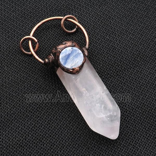 Crystal Quartz Bullet Pendant With Kyanite Antique Red