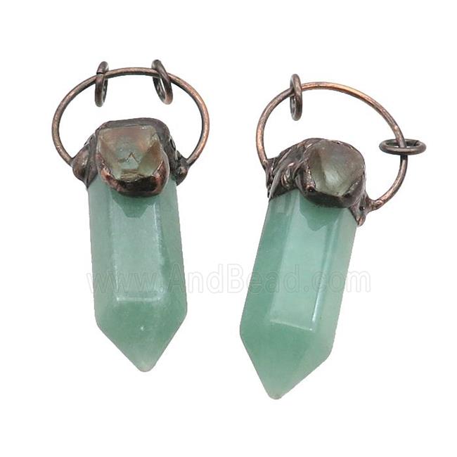 Green Aventurine Bullet Pendant Antique Red