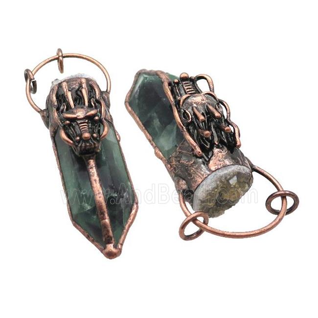 Green Fluorite Bullet Pendant Antique Red
