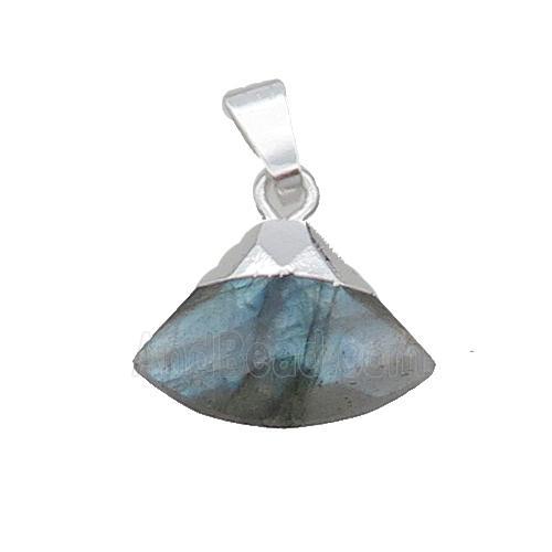 Labradorite Fan Pendant Silver Plated