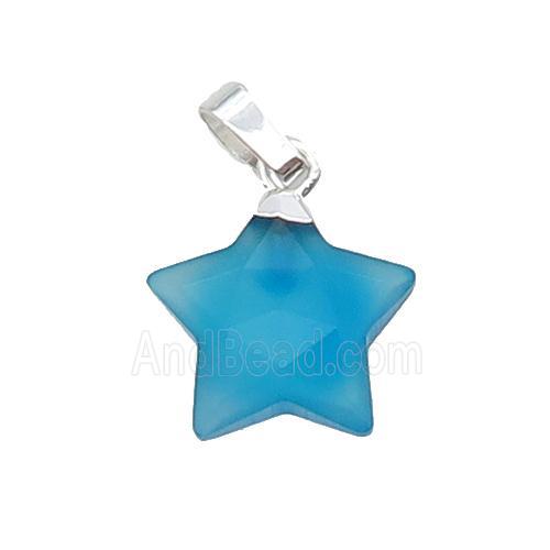 Blue Agate Star Pendant Dye Silver Plated