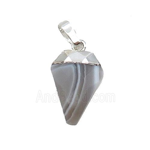 Botswana Agate Arrowhead Pendant Silver Plated