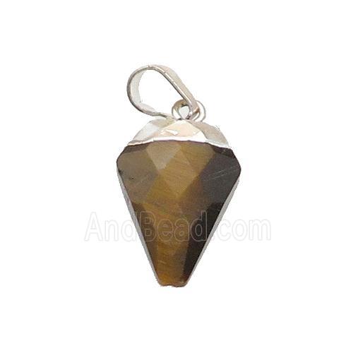 Tiger Eye Stone Arrowhead Pendant Silver Plated