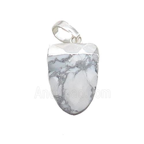 White Howlite Turquoise Tongue Pendant Silver Plated