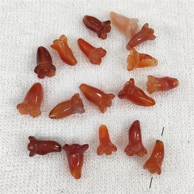 Red Carnelian Flower Beads Carved