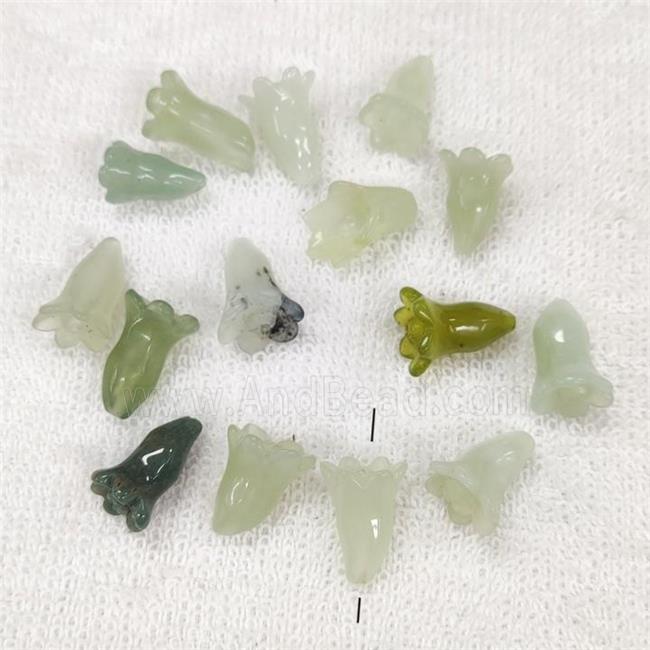 Burmese Chrysoprase Flower Beads Carved