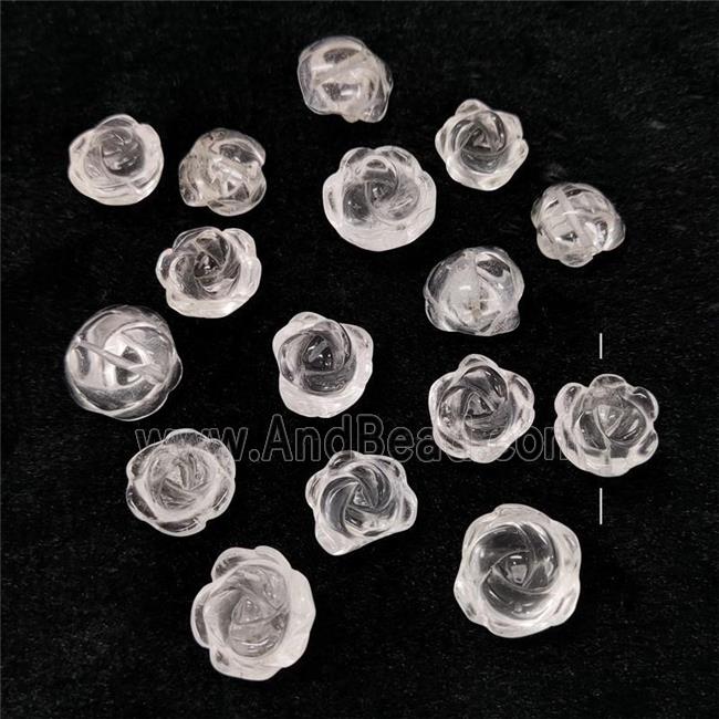 Clear Quartz Flower Beads Carved